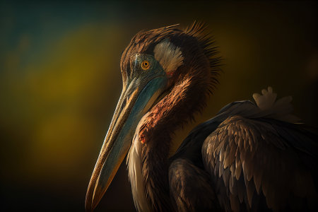 marabou stork portrait on dark backgroundの素材