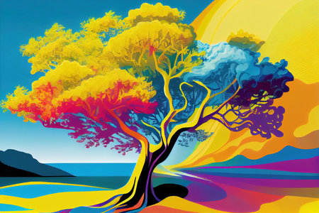 fabulous colorful tree, mystical conceptの素材