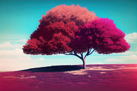 fabulous colorful tree, mystical concept, purple tonesの素材