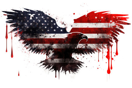 flag of america in the form of a bloody eagle separated from the background, Generative Aiの素材
