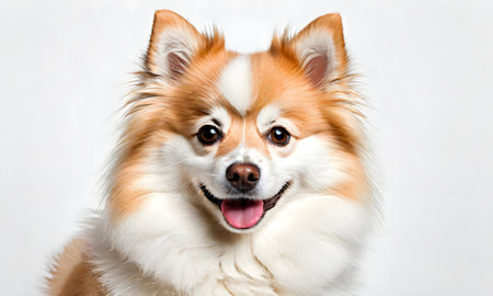 spitz dog standing isolated on white backgroundの素材