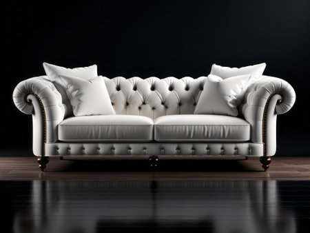comfortable fabric sofa against of white backgroundの素材