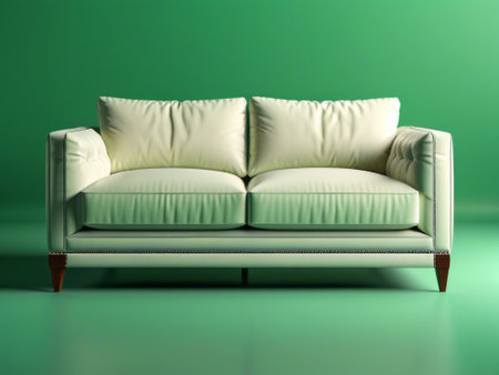 soft sofa with on a green backgroundの素材