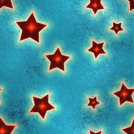 Seamless and Tileable Red Stars Light Blue Foil Sparkling Holiday Background.の写真素材