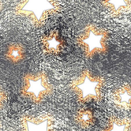 Seamless and Tileable Stroked Stars Silver Foil Sparkling Holiday Background.の写真素材