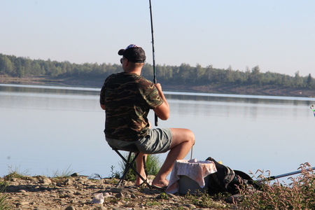 fishing, fishing rod, fishing in a riverのeditorial素材
