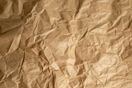 texture background of craft brown crumpled paperの写真素材
