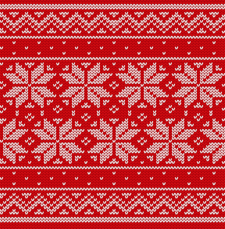 Knit scandinavian design. Christmas seamless pattern. Vector Xmas red background. Knitted winter texture.のイラスト素材