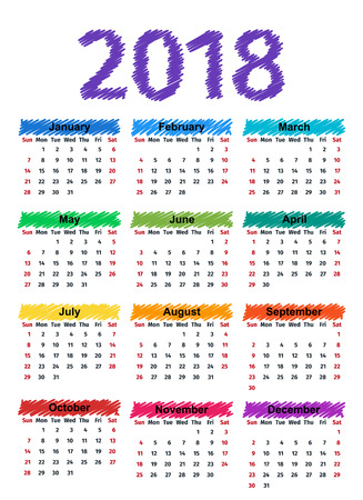 2018 calendar design on white background.のイラスト素材