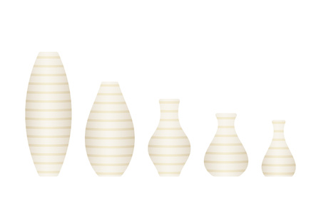 Vase set. Vector illustration. Ceramic white vases. Decor for room interior in flat design.のイラスト素材