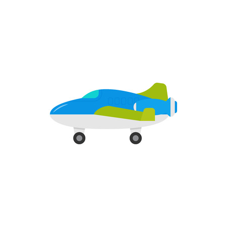 Plane baby toy. Vector. Kid toys, airplane icon isolated on white background in flat design. Cartoon illustration.のイラスト素材