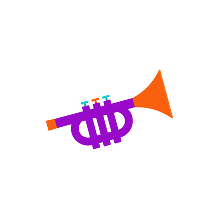 Trumpet baby toy. Vector. Kid toys icon isolated on white background in flat design. Cartoon...