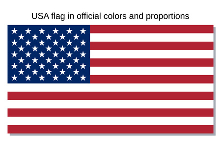 USA flag in official colors and proportions. Vector. National country symbol of United States of America. Isolated icon. Colorful blue red colors illustration.のイラスト素材