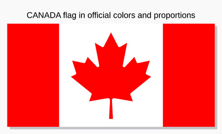 Canada flag in official colors and proportions. Vector. Canadian national country symbol. Isolated icon. Colorful blue red colors illustration.のイラスト素材