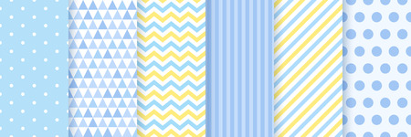 Baby pattern seamless. Baby boy shower backgrounds. Vector. Set blue pastel patterns for invitation, invite templates, cards, birth party, scrapbook. Illustration.のイラスト素材