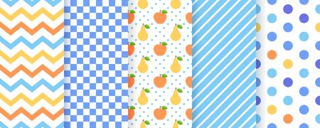 Scrapbook background. Vector. Seamless pattern for scrap design. Cute chic print with polka dot,...