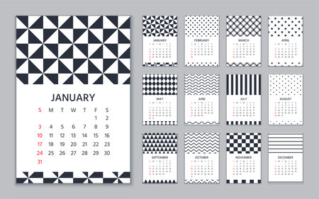 Calendar 2021 year. Vector illustration. Wall calender in geometric design.のイラスト素材