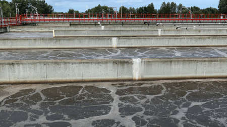 Aeration Tank At Sewage Treatment Farmの写真素材