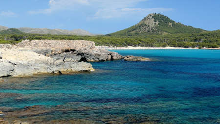 Rock Coastline and Crystal Clear Mediterranean Sea on Mallorcaの写真素材