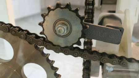 Chain Transmission Machinery with Sprockets and Roller Chainの写真素材