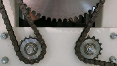 Chain Transmission Machinery with Sprockets and Roller Chainの写真素材