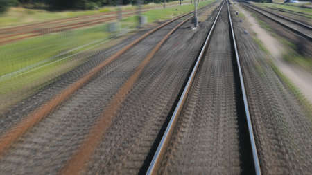 Railway Track Seen from Train Driver Perspective POV