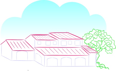 LOW BUILDING LANDSCAPEのイラスト素材