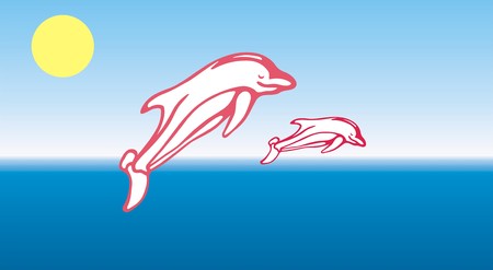 CETACEANS IN THE SEAのイラスト素材