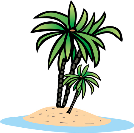 PALM TREE on the islandのイラスト素材