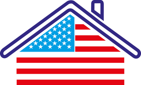 AMERICA HOUSE REPRESENTED BY THE FLAGのイラスト素材