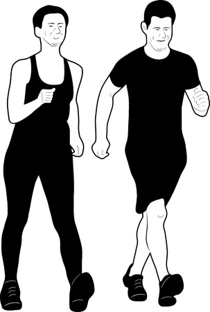 Two sport men running a race vector illustration.のイラスト素材