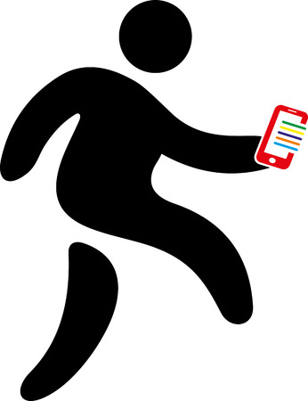 Person moving with handphoneのイラスト素材