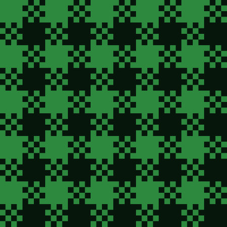 Simple geometric weaving pattern in black and green. Seamless repeatable vector pattern.