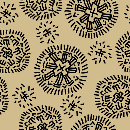 Hand drawn abstract repeatable pattern, seamless and in calm colors.のイラスト素材