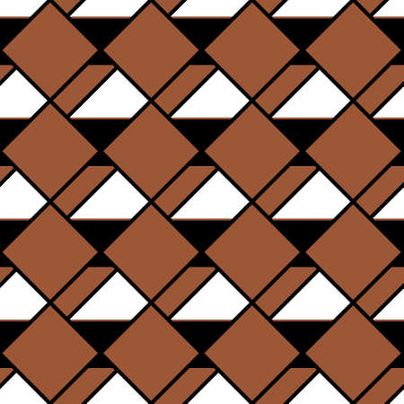 Geometric abstract vector pattern in brown, black and white, seamless repeatable.のイラスト素材