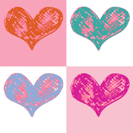 Hearts in squares, colorful design. Seamless repeatable vector pattern. Can be used for print on...