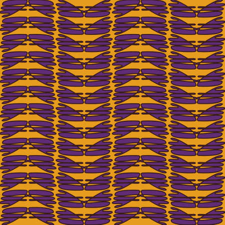 Violet and orange ornamental design. Seamless repeatable vector pattern.