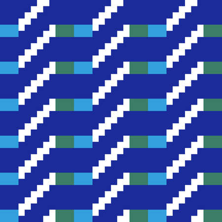 Abstract geometric vector pattern in green, azure, dark blue and white. Seamless repeatable. Can be...