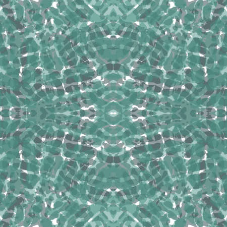 Structure with stitching tie and dye effect. Green and gray design. Repeatable vector pattern.