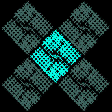 Structured squares, light and dark, on black background. Interesting effect, repeatable vector pattern.のイラスト素材