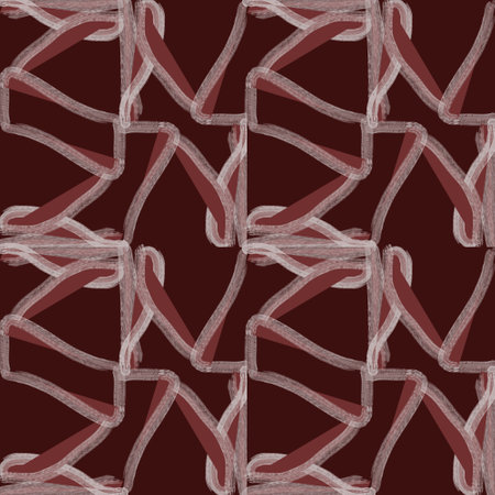 Dark red and white pattern with hand drawn strokes, seamless repeatable geometric vector pattern. Creative monochrome design.のイラスト素材