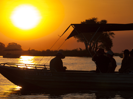 Sunset at Chobe Natural Park, Botswana, Africaの写真素材