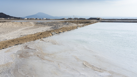Salt flats near Afera Lake in the Danakil Depression in Ethiopia, Africaの写真素材