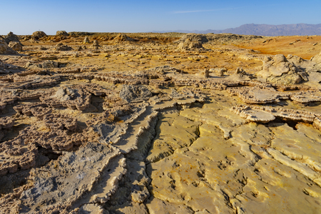 Concretions of salt rocks at Dallol in the Danakil Depression in Ethiopia, Africa.の写真素材