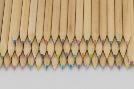 Close up of a pile of colored pencils.の写真素材