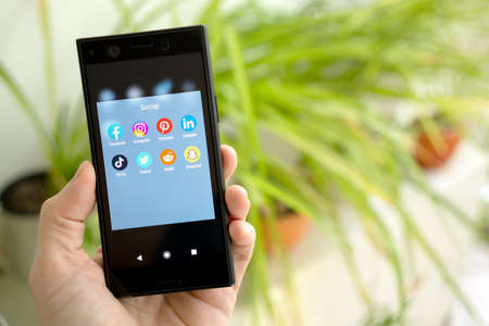 Milan, Italy - 02 01 2020: Social Network Application for smartphone. Close up.