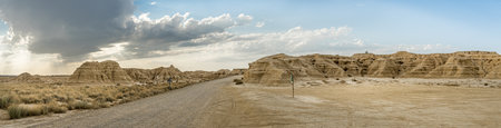 Panoramic view of Bardenas Reales in Navarra, Spain.の写真素材