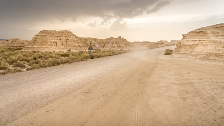 Panoramic view of Bardenas Reales in Navarra, Spain.の写真素材