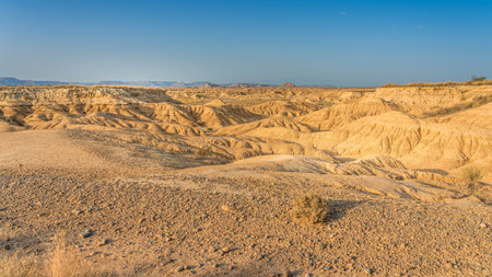 Panoramic view of Bardenas Reales in Navarra, Spain.の写真素材