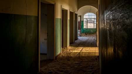 Kolmanskop abandoned building near Luderitz in Namibia, Africa.の写真素材